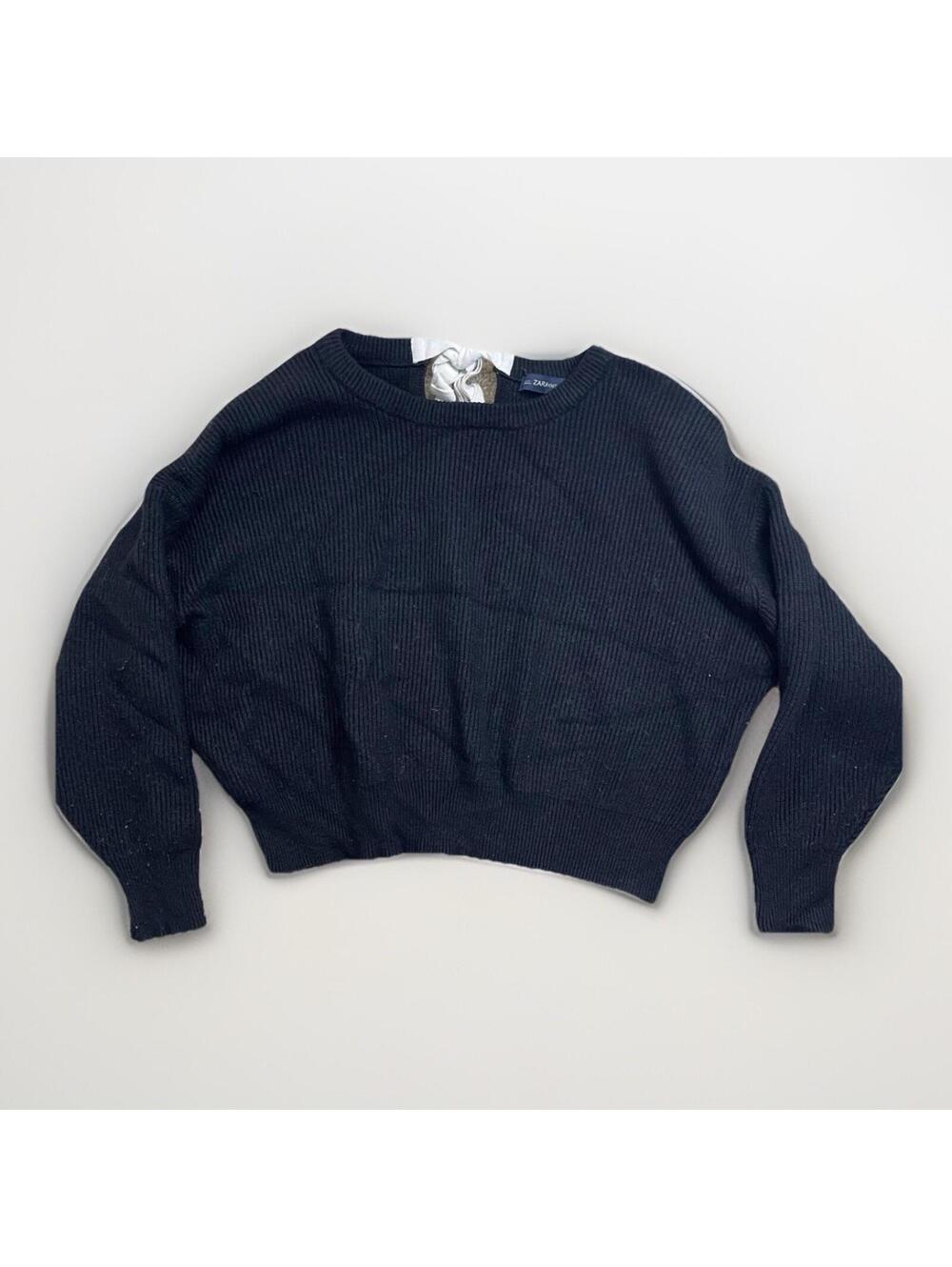 Zara Womens Black Cropped  Long‎ Sleeve Sweatershirt M